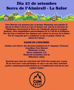 Serra de l'Almirall · La Safor. 27 de setembre, Club Universitari de Muntanya de València.